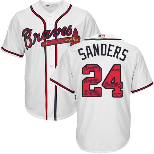 Braves #24 Deion Sanders White Team Logo Fashion Stitched MLB Jersey